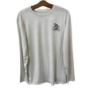 Life Is Good Long Sleeve Sun Crusher T Shirt Men Medium Simple Fish Fog Gray NEW